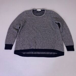 Madewell Sweater Women's Medium Textured Navy Blue White Knit Crewneck EUC